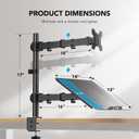 HUANUO Adjustable Monitor Stand, Single Arm Desk Mount for 32 inch Screen and 17 inch Laptop, Heavy Duty Ergonomic Bracket Holds 22lbs