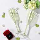XUWAIDSGN 10 Pcs Reusable Champagne Flutes Plastic Wine Glasses Bulk Vintage Champagne Flutes Mimosa Bar Glasses Stemmed Drinking Cups 5.4OZ for Christmas Birthday Wedding Bride
