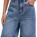 IEEILULU Women Jeans Shorts High Waisted Wide Leg Denim Shorts Y2K Baggy Shorts with Pockets Summer Streetwear (Blue, L)