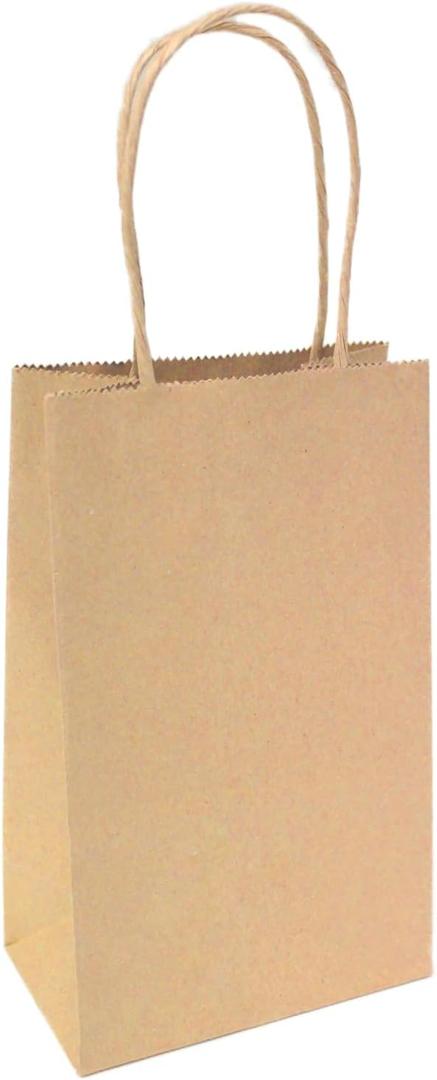5.25"x3.25"x8" - 100 Pcs - Brown Kraft Paper Bags, Shopping, Mechandise, Party, Gift Bags