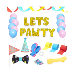 BLUE PANDA 25 Pieces Dog Birthday Party Supplies, Lets Pawty Decorations Kit with Party Hat, Balloons, Streamers - Let Pawty Birthday Decoration