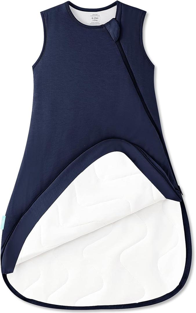 PurComfy Supersoft Sleep Sack 1.0 TOG, Premium Bamboo Viscose Baby Sleeping Bag 2-Way Zipper Sleep Sack Baby Wearable Blanket (6-15 Months, Midnight)