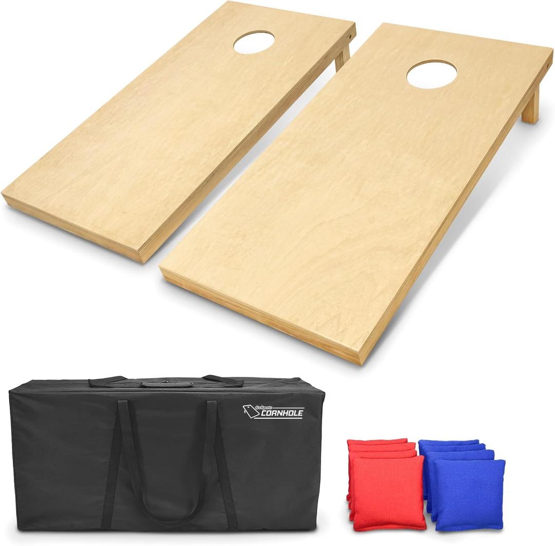 GoSports Solid Wood Premium Cornhole Sets - Choose 4 x 2 ft or 3 x 2 ft - Game Boards Include Set of 8 Cornhole Toss Bags