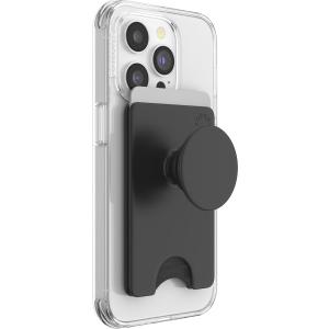 PopSockets Phone Wallet with Expanding Kickstand, Phone Card Holder - Black
