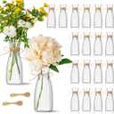 20 Pcs Plastic Flower Bud Vases Bulk with Twines Ropes Small Mini Flower Vases for Centerpieces Decorative Plastic Bottles for Wedding Reception Dining Table Home Decoration (Transparent)