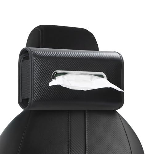 KZBHHP Upgraded Car Tissue Holder Premium PU Leather Tissue Box Cover Keep Tidy Backseat Rectangular Napkin Holder for Car Fits for 100-160 Regular Size Tissues Multi-Position Organizer in Cars Black