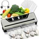 Vacuum Sealer Machine 90Kpa Precision 10-in-1 Compact food saver vacuum sealer machine with Digital Timer, Dry & Moist Food Modes, food sealer with 10 Vacuum Bags & Bulit-in Cutter (Silver)