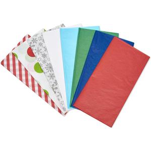 American Greetings Bulk Christmas Tissue Paper, 200 Sheets (Candy Cane Stripes, Polka Dots, Holiday Colors, 20" x 20") for All Occasions, Hanukkah, Gift Bags, Crafts, Paper Flowers, Pom Poms, and More
