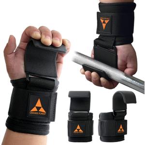 Weight Lifting Hooks (Pair), Heavy Duty Lifting Wrist Straps with 9cm Width Neoprene Padded, Hand Grip Support for Deadlift, Powerlifting and Pull Ups, Weightlifting Gym Gloves for Men and Women (Black)