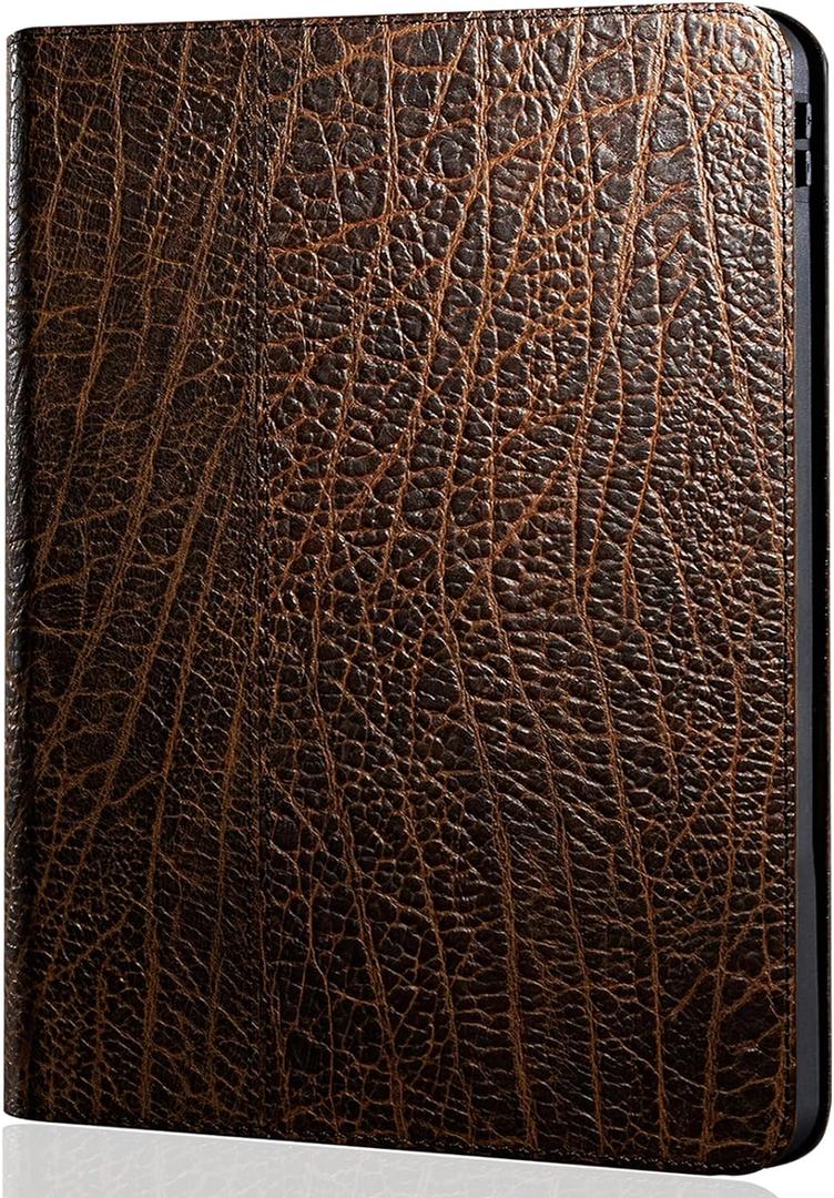 Gexmil Leather Case for iPad Air 11 Inch M3 2025/ M2 2024,iPad Air 10.9 Inch Case 5th/4th Generation 2022/2020, Top Grain Leather Cover Auto Sleep/Wake, Adjustable Stand,Buffalo Pattern