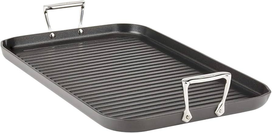 All-Clad HA1 Hard Anodized Nonstick Grill/Griddle Pan 13x20 Inch Oven Broiler Safe 500F Pots and Pans, Cookware Black