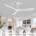 60 Inch Indoor/Outdoor Ceiling Fan with Remote Control,Modern White Ceiling Fan with Reversible Quiet DC Motor,3 ABS Blades for Living Room,Bedroom,Patios,Farmhouse