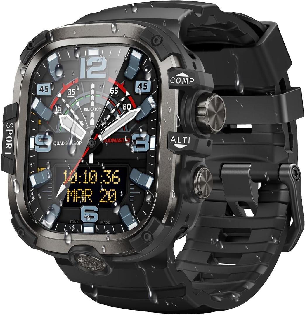 Goton Rugged Case and Band Kit with Screen Protector for Apple Watch 44mm, Compatible with Apple Watch SE 3/SE 2/SE Series 6/5/4, Full Body Shockproof Metal+PC Bumper Cover with Silicone Band, Black