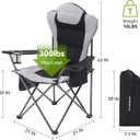 Aohanoi 2 Pack Camp Chairs for Heavy People, Outdoor Folding Camping Chairs with Cup Holder & Cooler Bag for Outside Supports up to 300lbs (2 Pcs, Black)
