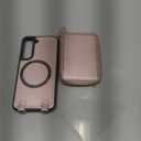 Phone Case for Samsung Galaxy S22 5G Wallet Zipper Handbag Cover and Screen Protector Crossbody Lanyard Strap 2-in-1 Magnetic Detachable Compatible with MagSafe RFID Blocking Flip S 22 Rose Gold
