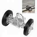 Heavy Duty Sliding Gate Wheels, 6 Inch Rubber Rolling Wheel for Chain Link Gates, Double U-Bolts Clamp Stem Mount Fits 2" Metal Tube, Sliding Door Guide Rollers for Driveway Gates, 1 Pack