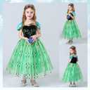 Princess Dress Up for Girls Halloween Cosplay Princess Costume Luxury Green Fancy Dress Christmas Birthday Party Outfit (Green) 5-6Y