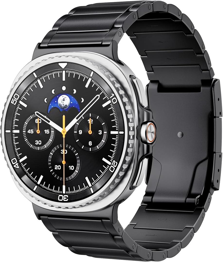 LULULOOK Titanium Watch Band for Samsung Galaxy Watch 8 40mm 44mm & 8 Classic 46mm 2025, Adjustable Titanium Metal Watch Band Strap with Removal Tool, Folding Clasp for Men Women