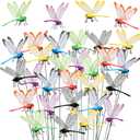 30 Pieces 3D Dragonfly Garden Decor Large Dragon Fly Garden Stakes Dragonflies Garden Ornaments Decorative Dragonflies Patio Decoration Dragonfly Stakes with Sticks 6 Colors