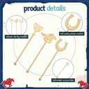 LemonRoad 24 Pcs 7 Inch Gold Derby Drink Stirrers Plastic Swizzle Stir Sticks with Horseshoe Trophy Racehorse Designs Derby Party Decorations for Coffee Cocktails Whiskey Beverage Bar Weddings Events