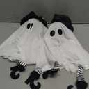 Halloween Decor Hanging Ghost Lights, Battery Operated Cute Floating Ghost Decor with Witch Hat & Striped Legs, 3 Light Modes  Indoor Outdoor Halloween Home Party Porch Yard Tree Decor (Set of 2)