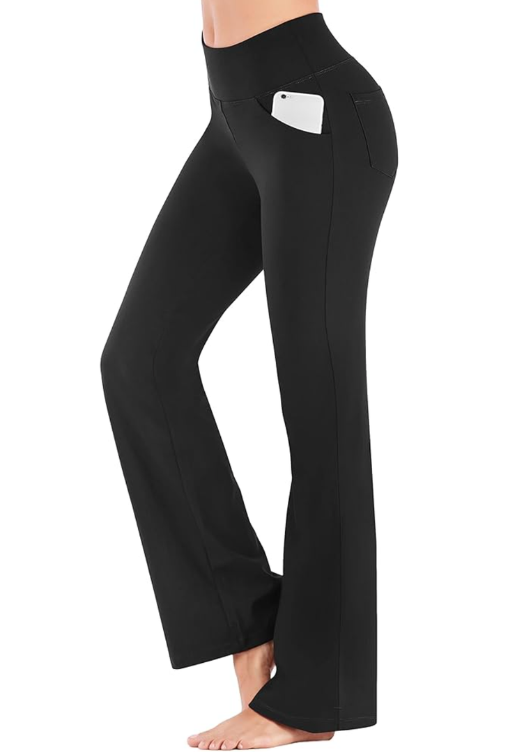 IUGA Bootcut Yoga Pants with Pockets for Women Wide Leg Pants High Waist Workout Pants Tummy Control Work Pants 4 Pockets, Size L