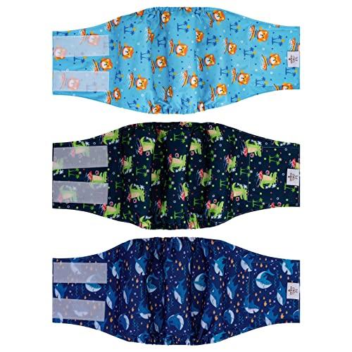 CuteBone Dog Diapers Male Washable Belly Band for Male Dogs Wraps 3pcs a Pack DM38M