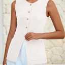 PRETTYGARDEN Blazer Vest Tops for Women Sleeveless Button Down Business Casual Outfits Work Suit Vests Waistcoat (White, S)