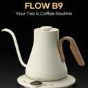 Cocinare FLOW B9 Gooseneck Electric Kettle, Precise Temperature Control for Pour-Over Coffee & Tea Brewing, Stainless Steel Interior, Rapid Heating for Boiling Water 1500W/0.9L (Morandi White)