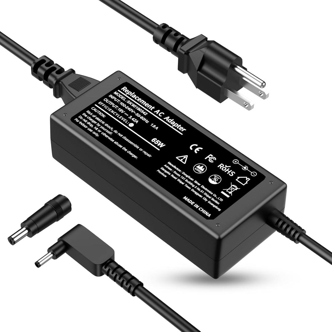 N15Q8 N15Q9 N16P1 N20C5 65W 19V 3.42A Charger Replacement for Acer Laptop AC Adapter A13-045N2A A11-065N1A Pa-1450-26 Aspire 1 5 R15 Slim A515-54 Chromebook C738T C740 Spin 1 3 5 Swift 3 Power Cord