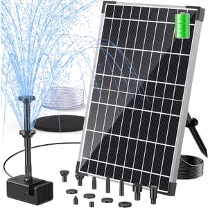 POPOSOAP Solar Fountain Pump, 12W Solar Water Pump Kit with 4400mAh Battery Backup Work All Day, 8 Nozzles & PVC Tubing, Solar Pond Pump for Bird Bath Garden Pond Fish Tank P112D