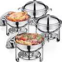 5.5QT Chafing Dishes for Buffet 4 Pack, Stainless Steel Chafing Dish Buffet Set, Buffet Servers and Warmers with Lid for Wedding Parties Outdoor BBQ Spring Summer Picnic (Silver)