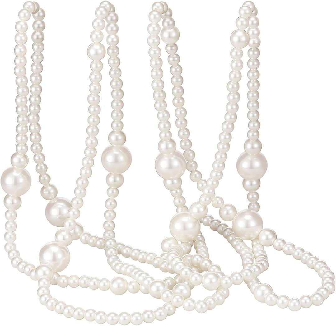 Yalikop 11.8 ft Beige Faux Pearl Beads Garland for Tree Pearl Decoration for Party Large Garland Strand Chain Wedding Decoration for Mantel Fireplace Stairs Wedding Centerpieces Party Favor