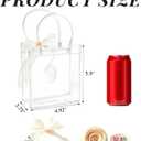 Ohuimrt 50 PCS Clear Plastic Gift Bags with Handles, 5.9 x 4.92 x 2.75 Inches Reusable Party Favor Bags with Ribbon Transparent Gift Wrap Bags Bulk for Weddings Birthdays