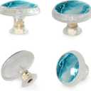LORVIES 4 Pack 1.37" Marble Decorative Cabinet Knobs, ABS Glass Round Transparent Clear, Dresser Drawer Door Handles Pulls for Home Kitchen Bedroom (Aquamarine Gold Liquid)