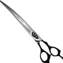 Fenice Peak 8'' Professional Curved Dog Grooming Scissors Heavy and Anti-Slip Black Handler 440C Stainless Steel Pet Cutting Shears Safety Trimming Shearing for Dogs Cats
