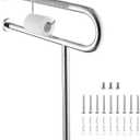 Toilet Grab Bar 24*27.5 Inch, Zynuhmo Anti-Slip U Shaped Support Rail with Paper Holder, SUS304 Stainless Steel Knurled Safety Handrails with Leg for Elderly Disabled Pregnant(1.25'' Dia Tube, Chrome)