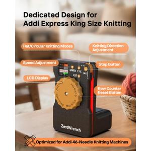 [2025 Upgrade] ZestWrench Electric Knitting Machine Adapter for addi Express King Size Knitting Machine 46 Needles,addi Knitting Machine Automatic AccessoriesLCD Panel & Row Counter