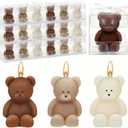 50 Pcs Bear Baby Shower Candle Favors for Guest Bear Party Favors Baby Shower Candles Bulk for Gifts Party Decorations (Light Brown,Brown,White)