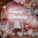 Happy Birthday Neon Sign 16 Inch Reusable Happy Birthday LED Light Up Sign with Dimmable ON/OFF Switch for Birthday Party Backdrop Decoration and Wall Decor and Birthday Gifts (White)