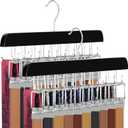 TOPIA HANGER 40 Hooks Belt Tie Hanger Space Saving for Closet, 2 IN 1 Belt Ties Racks Max 60 Belts with 60 Ties Capacity, Curved with Flat Hooks for Belts,Ties,Bras,Closet Organizers and Storage CT70B (Black)