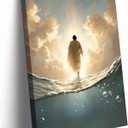 RDXLTOFO Jesus Walking on Water Canvas Wall Art Christian Faith Religious Picture Prints Inspirational Jesus Artwork for Home Church Prayer Room Home Decor Ready to Hang, 36"L x 24"W