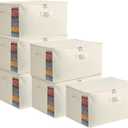 6-Pack Large Canvas Comforter Storage Bags Closet Organizer for Clothes Sweater Clothes Organizer with Dual Zipper Three Carrying Handles for Blanket Closet Storage Container (Natural color)