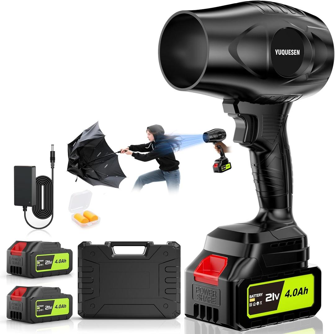 Powerful Cordless Leaf Blower, 21V Electric Handheld Blower with 2 Battery & Charger, 980,000 RPM Variable Speed, Lightweight for Yard Lawn Debris, Leaves, Grass Clippings Cleanup