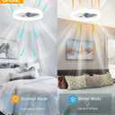 OPONL 19.7" White Ceiling Fan with Light and Remote, Dimmable, 3000k-6000k 6CCT, 6 Winds Speeds, Flush Mount, Low Profile, Bladeless Ceiling Fan for Bedroom, 19.7in-Flush Mount