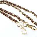 HAHIYO Metal Plus Synthetic Leather Purse Chain Strap Length 31.5 Inches Brown Gold for Shoulder Cross Body Sling Purse Handbag Clutch Replacement Comfortable 0.47 Inches Wide 5mm Extra Thick 1 Pack