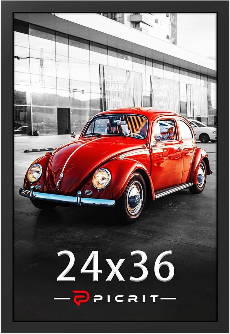 Picrit 24x36 Black Poster Frame, Wall Mounting Picture Frame for Gallery Wall, Vertical and Horizontal Hanging, 1 Pack