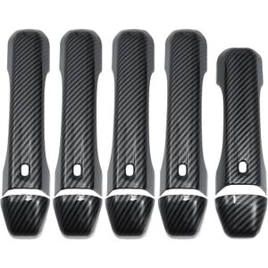 uxcell Automotive Door Handle Cover Trim Exterior Decoration for Jeep Wrangler JL JLU 2018-2022 Tailgate Handle Cover Carbon Fiber Pattern Black