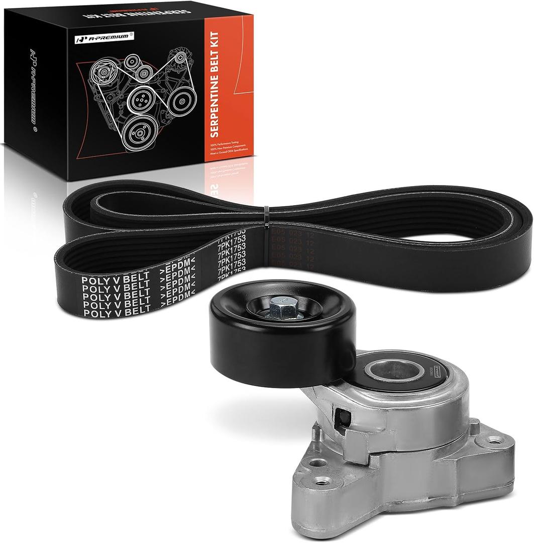 A-Premium Engine Serpentine Belt Drive Kit with Tensioner Compatible with Honda CR-V CRV 2007-2009 & Acura TSX 2004-2006, L4 2.4L