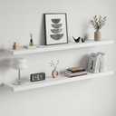 Homeforia White Floating Shelf 48 inches, High End Solid Real Wood 48inch Long Floating Shelves for Wall Mounted, White Wooden 48in Floating Shelves, Heavy Duty Bracket, 48 X 6.5 X 1.75 inch, Set of 2